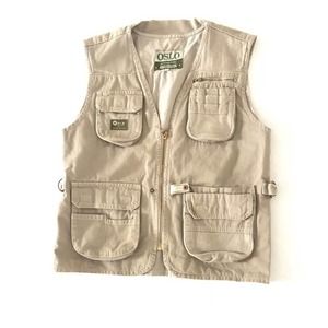 Oslo | Utilitarian Fishing Vest Mens Size 14 Brown Zip Up Hunting Vintage